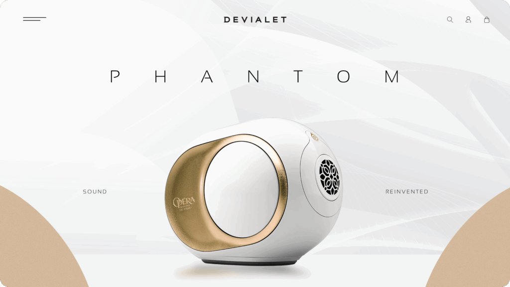 Concept de page produit pour la marque d'enceinte Devialet